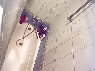 My step stepsister takin a bathroom and I film her phat nips and masturbate off