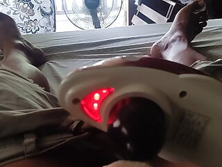 Jizz shot with the help of massager