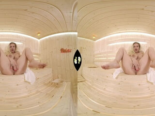 Have fun in Sauna - large melon blond adult movie star Solo - SexLikeReal