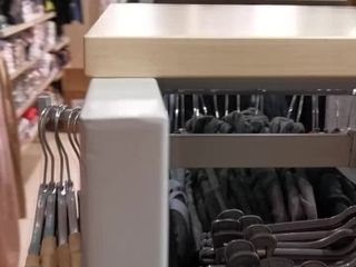 'blowjob in the fitting bedroom of the supermarket next to the security guard! Public sex'