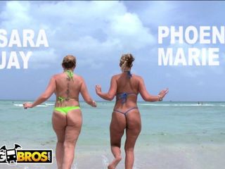 PHAT butt milky gal adult movie stars Sara Jay and Phoenix Marie Get Their ginormous arses bashed