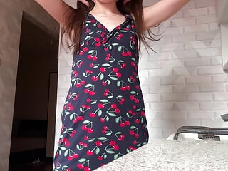 Schoolgirl Alexa in the kitchen